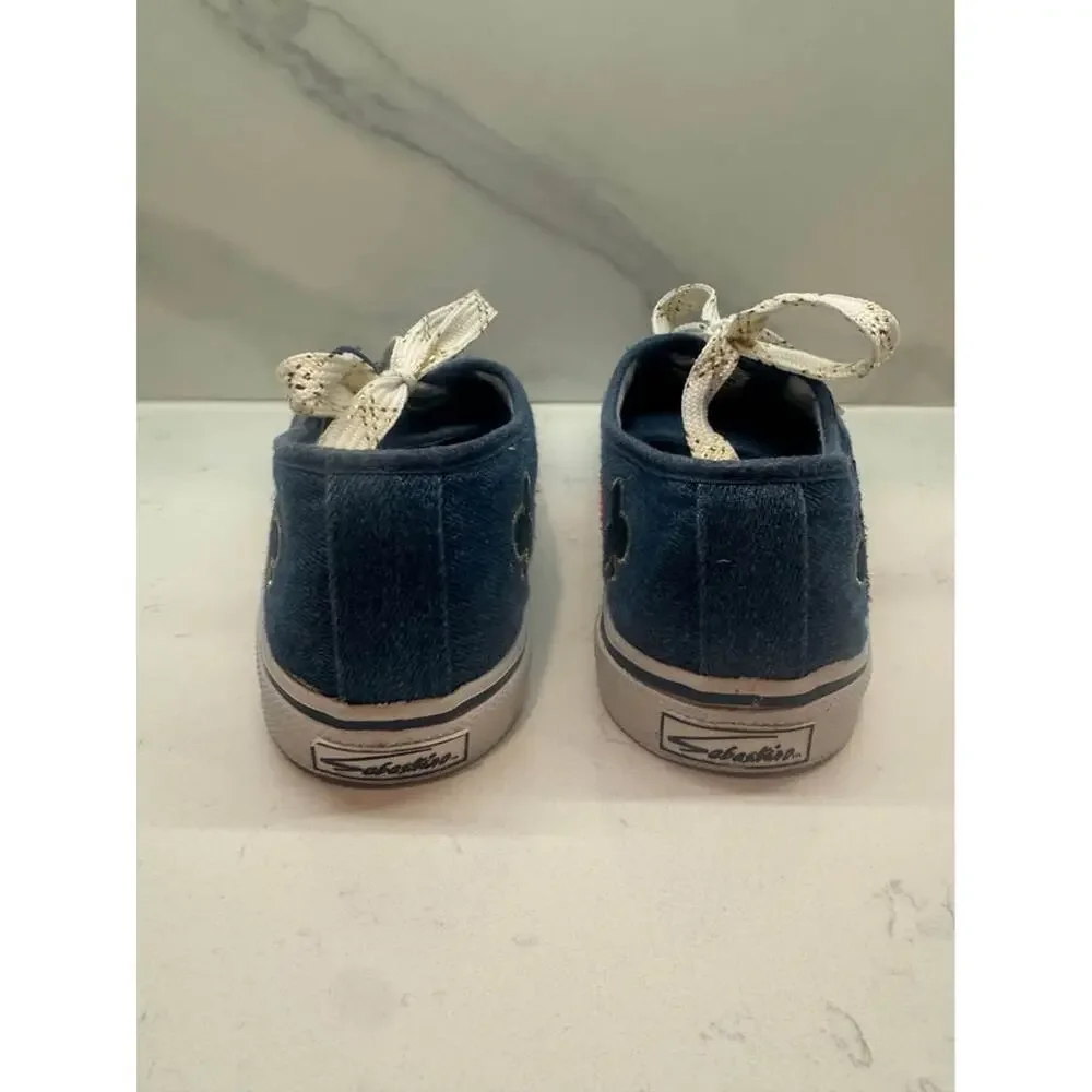 Vintage 90’s Sebastino Size 9.5 Casino Theme Embroidered Denim Sneakers Flats